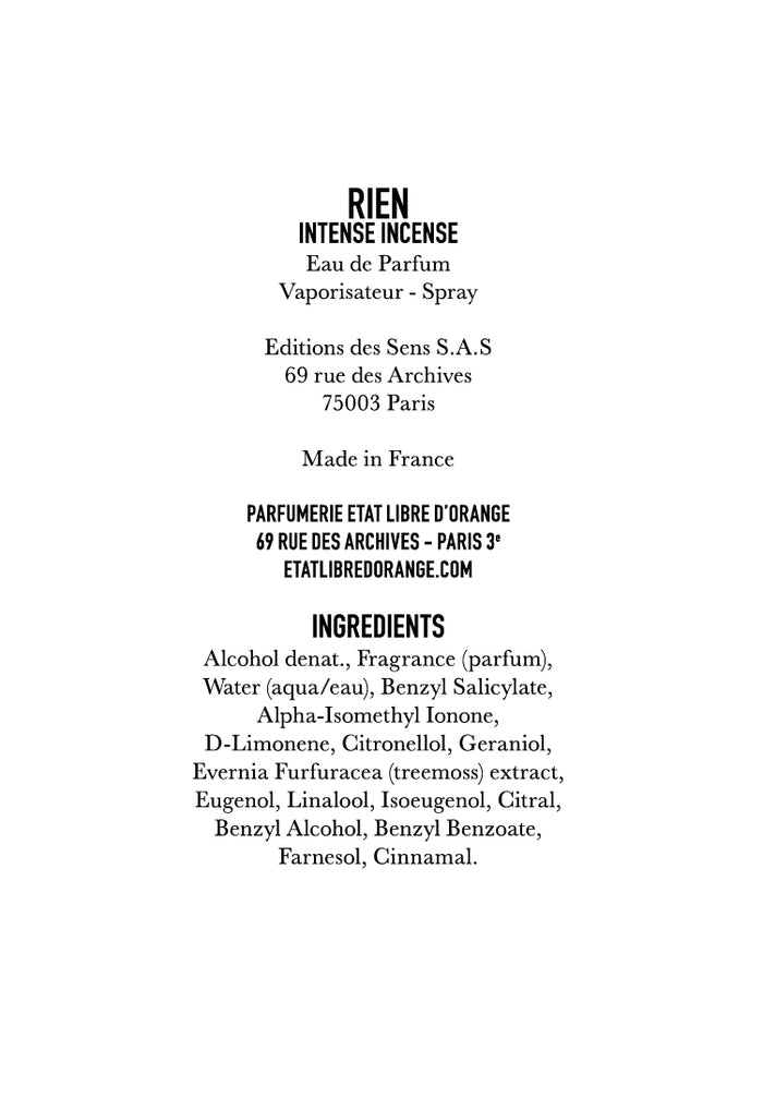 RIEN INTENSE INCENSE – US Etat Libre d'Orange